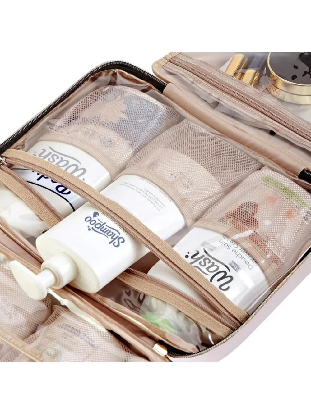 Large Portable Travel Toiletry Bag for Women - Hanging Organizer for Shampoo